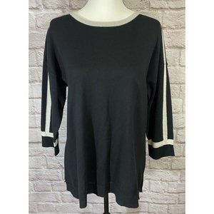 NEW Isaac Mizrahi Live Silk‎ Blend Sweater Womens M Black Gray Pullover 9005